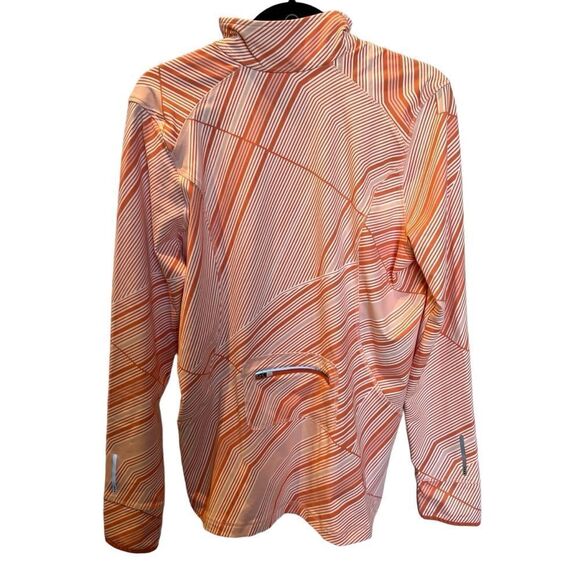 Lands' End Women's Warm Up Top Orange/Cream Stripe Size Large 14-16 - Picture 2 of 12